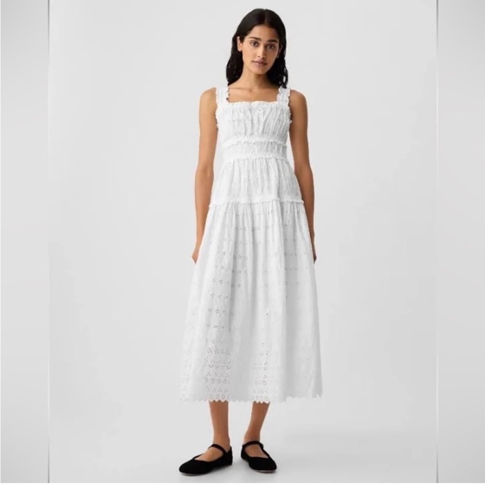 White Eyelet Gap X Doen Midi Dress size M NWT